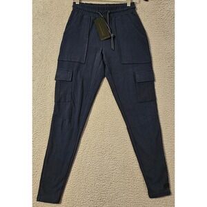 Alphalete Mens Navy Blue Cargo Joggers Tapered Athletic Sweatpants Sz Small NEW